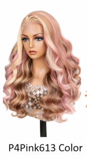 Princess Pink Brazilian Hair 24'  Glueless Body Wave Human Hair Pre-cut Lace Front Wigs